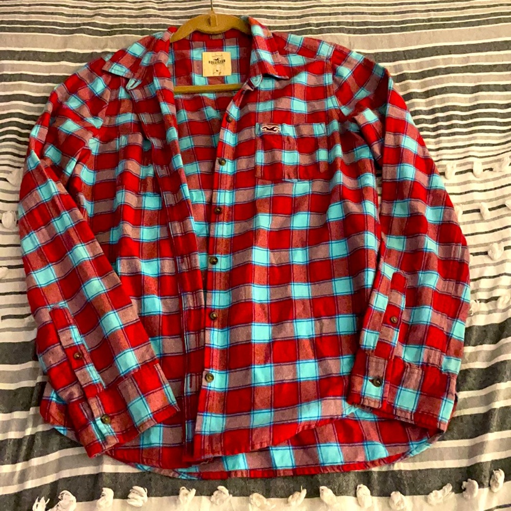 Hollister Red and Blue women’s flannel size M